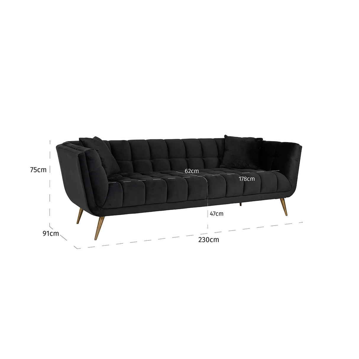 Bank Huxley Antraciet velvet / Brushed gold (Quartz Antraciet 801) van Richmond Interiors – Luxe comfort op maat van PureWonen. Vraag naar de beste prijs.