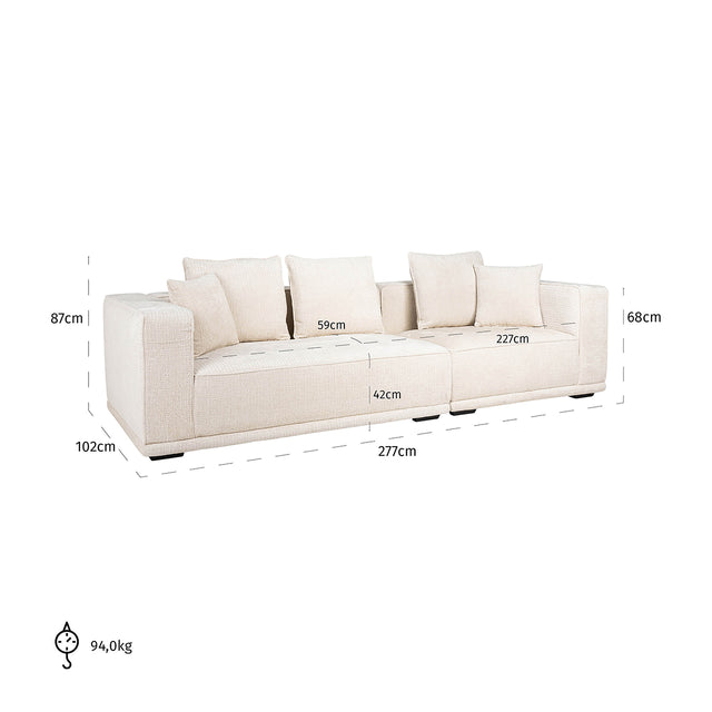 Sofa Lusso 3-zits beige chenille (Niagara 902 beige Chenille) van Richmond Interiors – Luxe comfort op maat van PureWonen. Vraag naar de beste prijs.