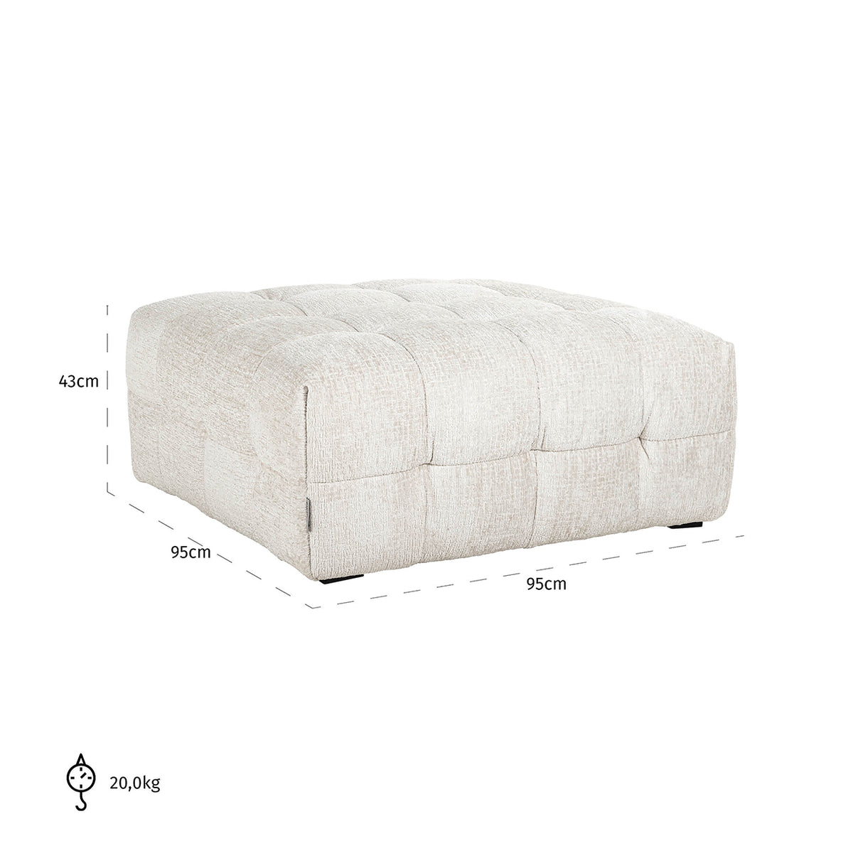 Poef Merrol cream fusion fire retardant (FR-Fusion 02 Cream) van Richmond Interiors – Luxe comfort op maat van PureWonen. Vraag naar de beste prijs.