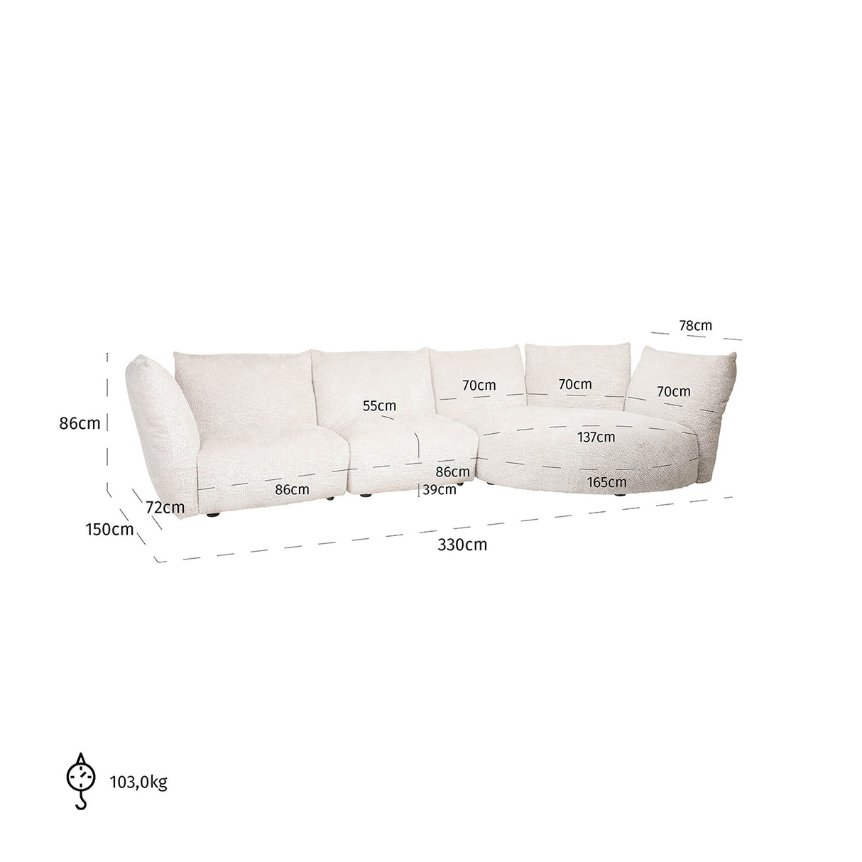 Bank Loyd lovely cream (Be Lovely 11 Cream) van Richmond Interiors – Luxe comfort op maat van PureWonen. Vraag naar de beste prijs.