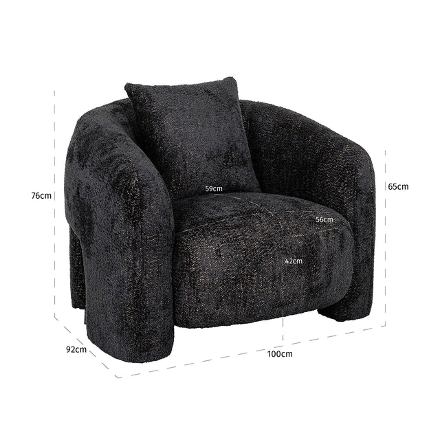 Fauteuil Milania lovely black (Be Lovely 17 Black) van Richmond Interiors – Luxe comfort op maat van PureWonen. Vraag naar de beste prijs.