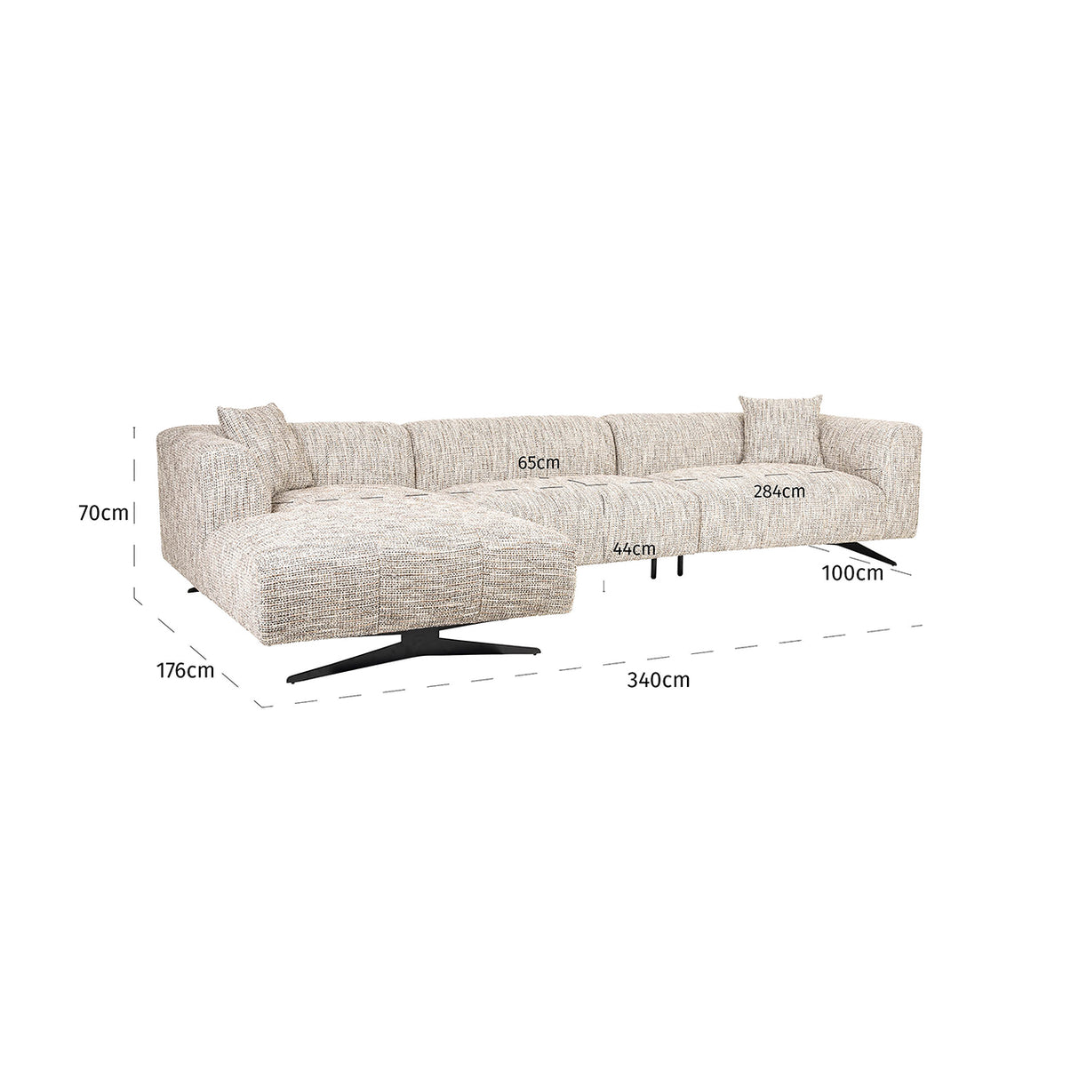 Bank Hoxton 3-zits + lounge links (Be Trendy 01 Nature) van Richmond Interiors – Luxe comfort op maat van PureWonen. Vraag naar de beste prijs.