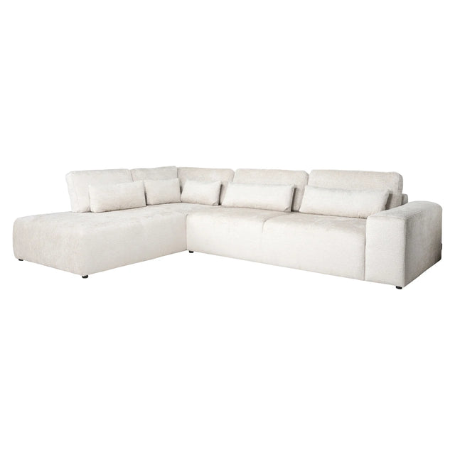 Bank Lund cream fusion 3-seater + ottoman left