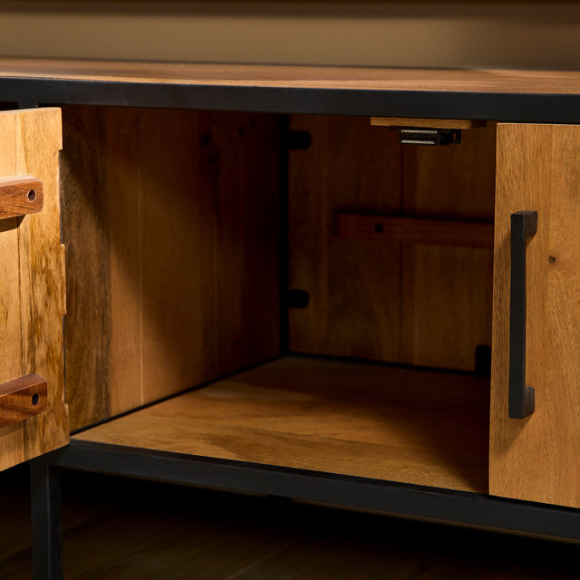 Tv meubel Denver | Mangohout en staal | 240 cm