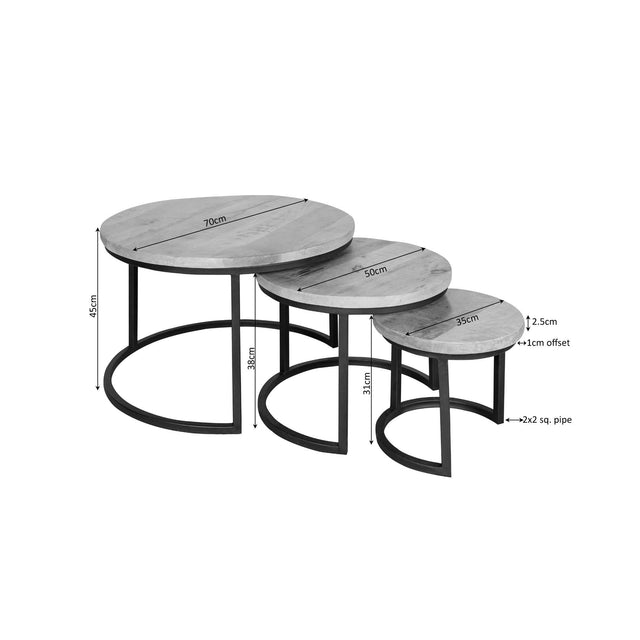 Salontafel Denver | Set van 3 | Rond