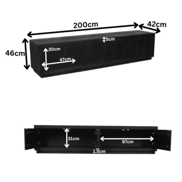 TV meubel Brussel Black | 200 cm