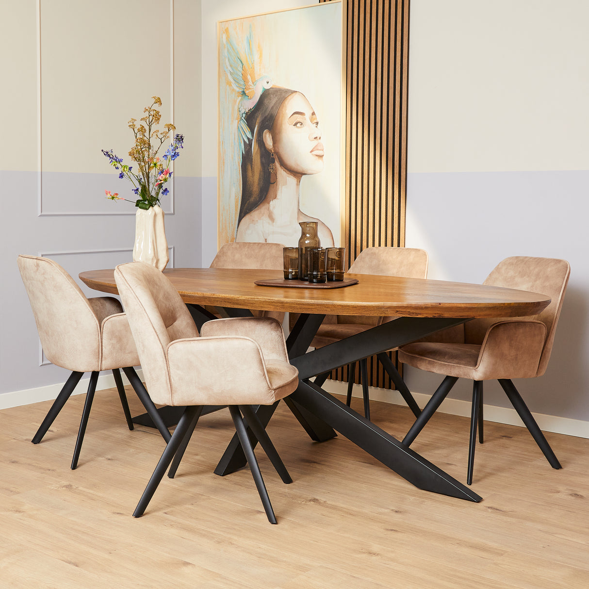 Eetkamerstoel Nova | Beige (set of 2) van PureWonen – Luxe comfort op maat van PureWonen. Vraag naar de beste prijs.