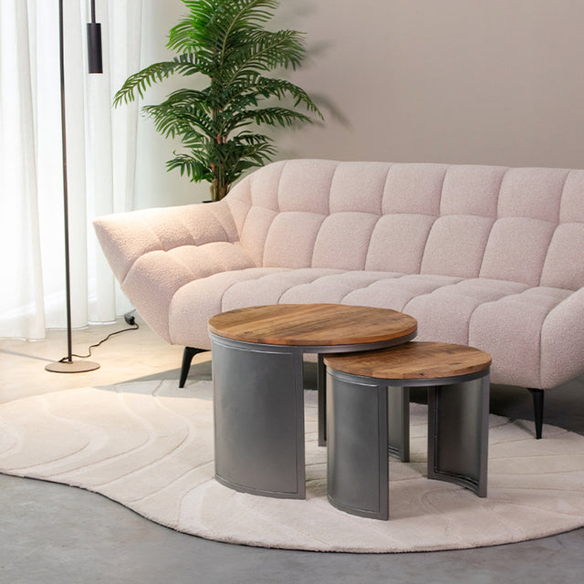 D-MAXX Salontafel Set Bunch - Rough - Mangohout - 60 cm - Rond