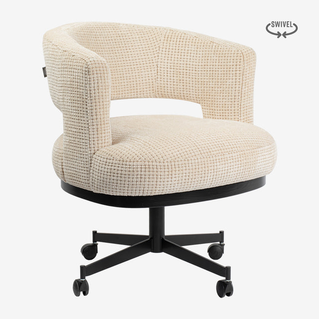 Bridgestone eetkamerstoel met wielen. van NIX Design – Luxe comfort op maat van PureWonen. Vraag naar de beste prijs.