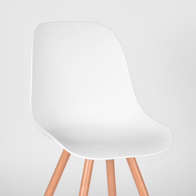 LABEL51 Eetkamerstoel Rimini - Wit - Kunststof - Oak Metal Woodcover