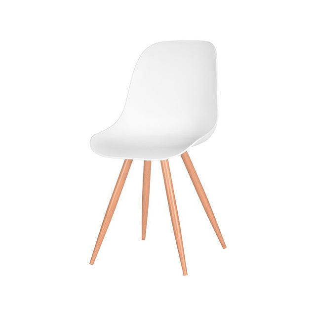 LABEL51 Eetkamerstoel Rimini - Wit - Kunststof - Oak Metal Woodcover