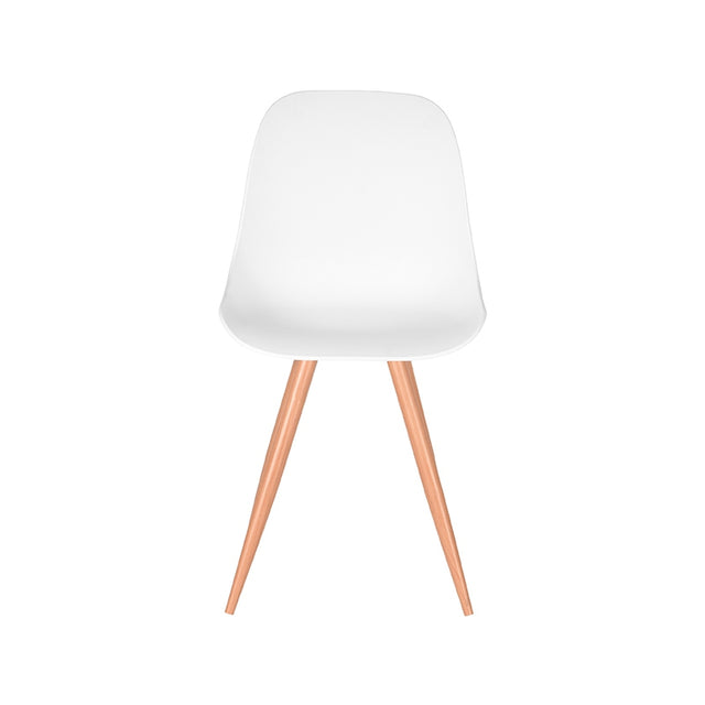 LABEL51 Eetkamerstoel Rimini - Wit - Kunststof - Oak Metal Woodcover