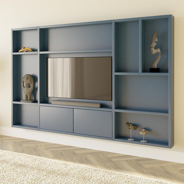 Flatbox Cinewall // Misty Blue van area77 – Luxe comfort op maat van PureWonen. Vraag naar de beste prijs.