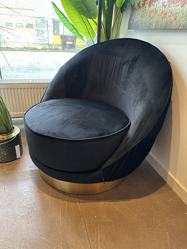 Sale Fauteuil Bonnie Rverdeal Velours stof zwart met goud van Sale producten uit de outlet locatie. - laagste prijs offerte van PureWonen