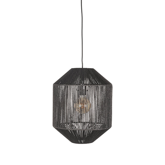 LABEL51 Hanglamp Ibiza - Zwart - Jute - 1-Lichts Cilinder van LABEL51 - laagste prijs offerte van PureWonen