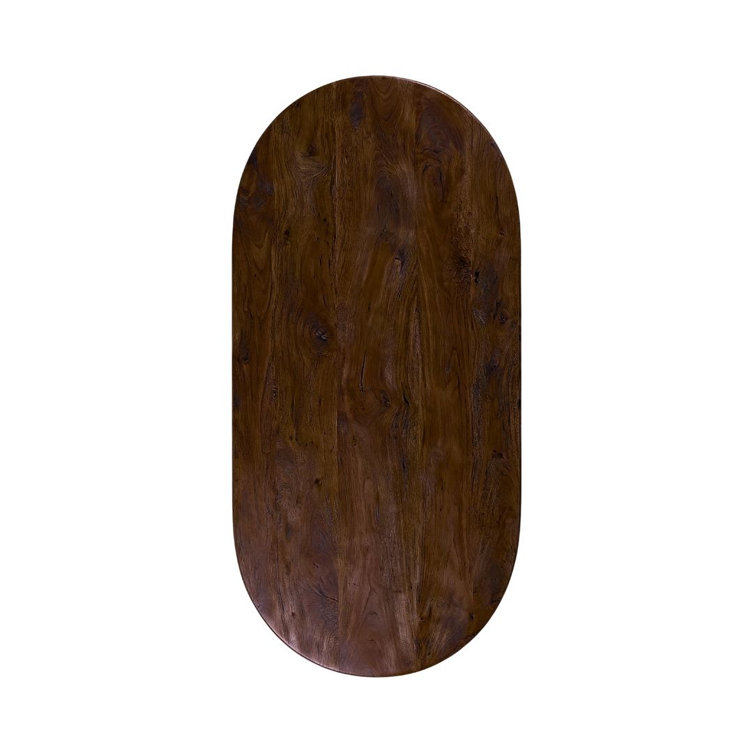 LABEL51 Eetkamertafel Tafelblad Halve Cirkel - Espresso - Mangohout - 200 cm - Halve Cirkel