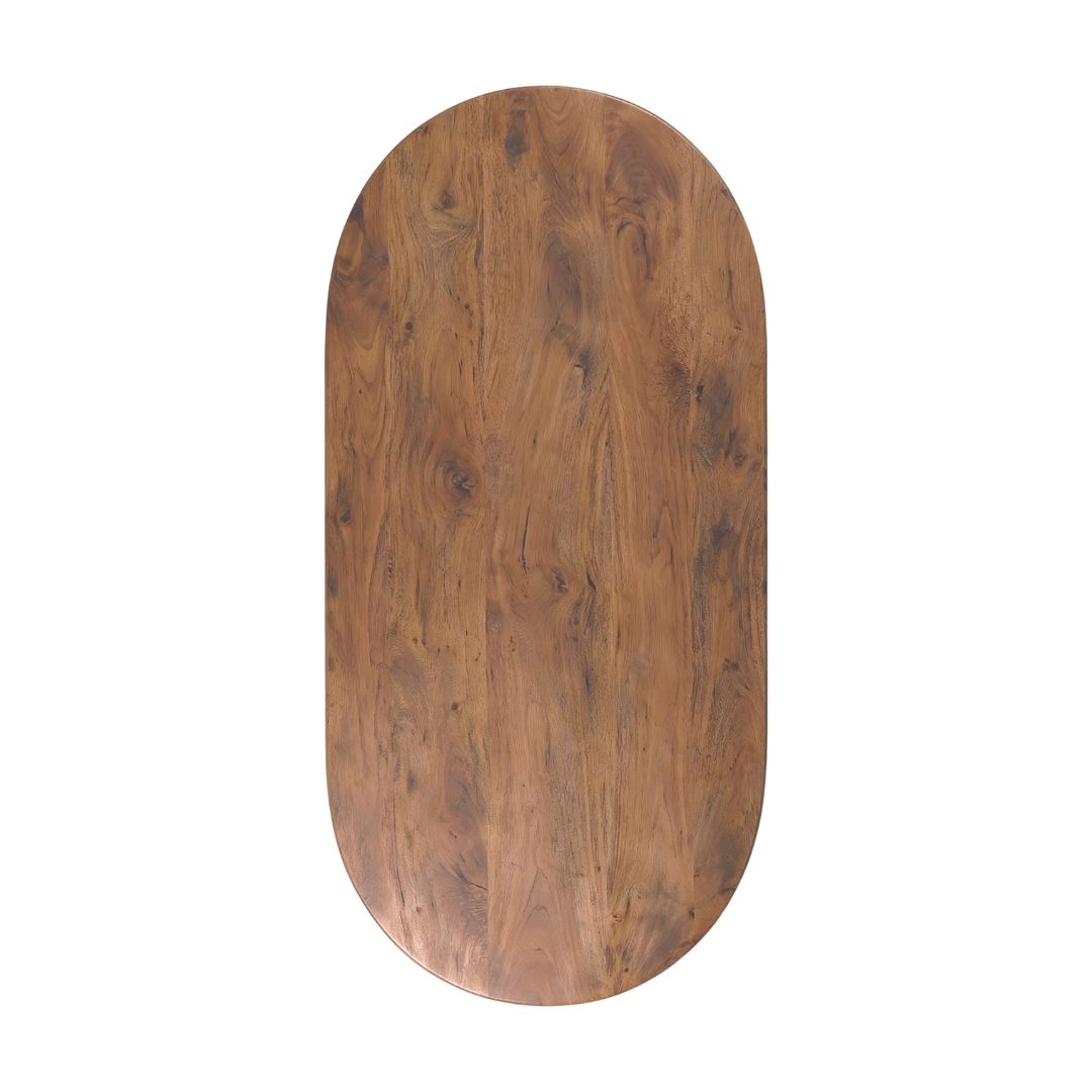 LABEL51 Eetkamertafel Tafelblad Halve Cirkel - Nature Smooth - Mangohout - 200 cm - Halve Cirkel