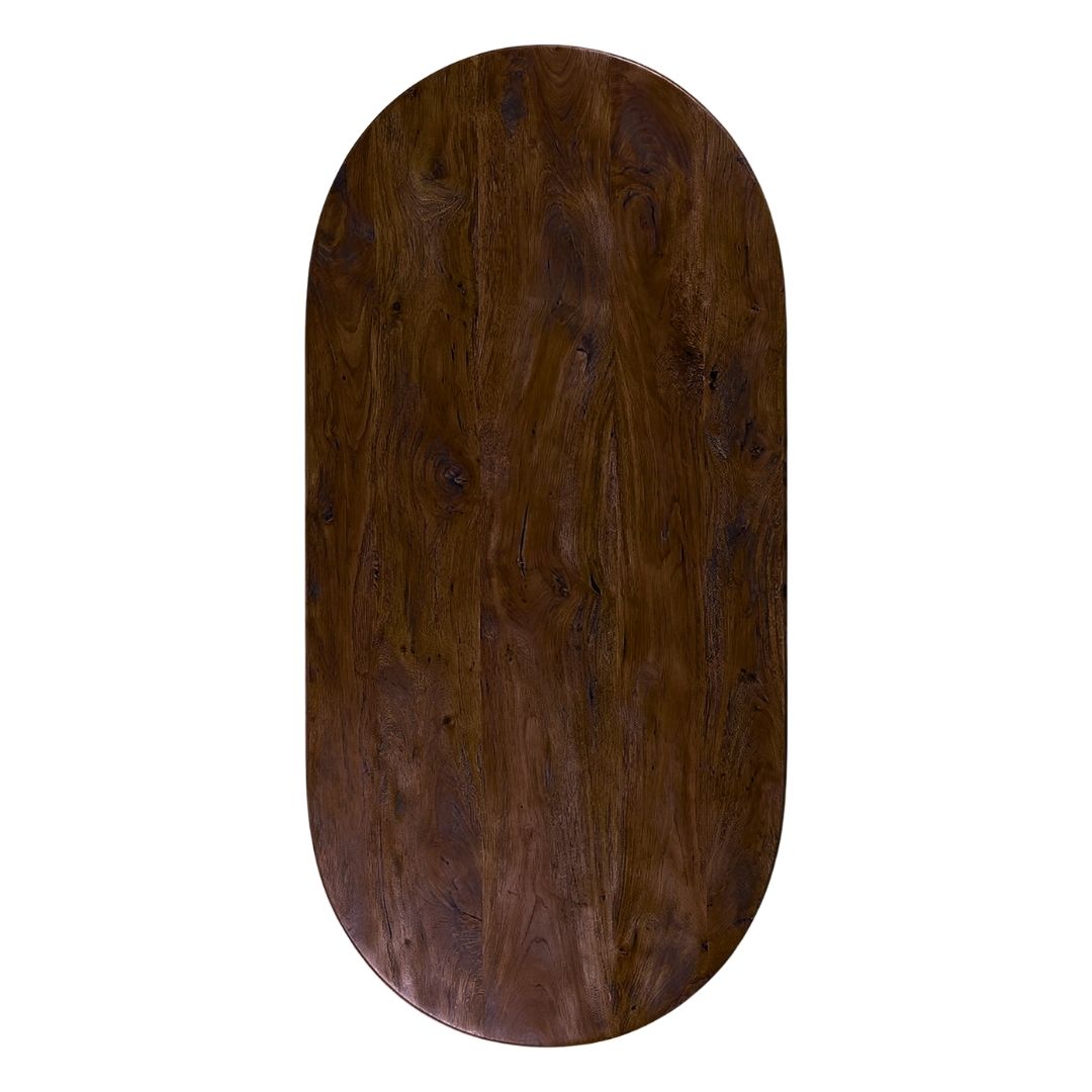 LABEL51 Eetkamertafel Tafelblad Halve Cirkel - Espresso - Mangohout - 240 cm - Halve Cirkel