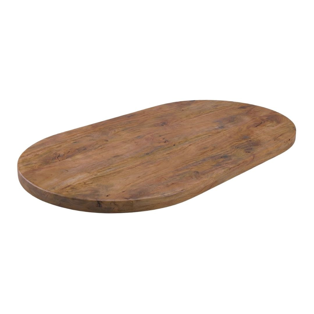 LABEL51 Eetkamertafel Tafelblad Halve Cirkel - Nature Smooth - Mangohout - 220 cm - Halve Cirkel