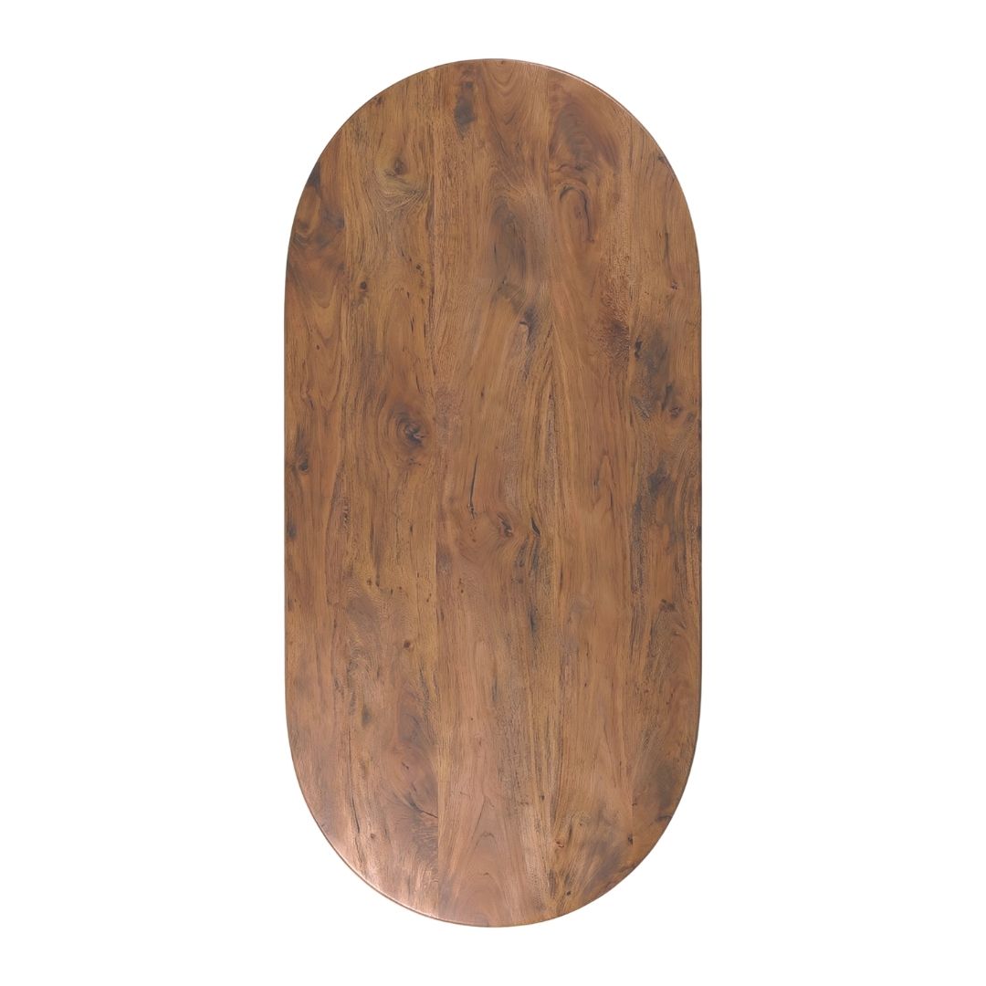 LABEL51 Eetkamertafel Tafelblad Halve Cirkel - Nature Smooth - Mangohout - 220 cm - Halve Cirkel