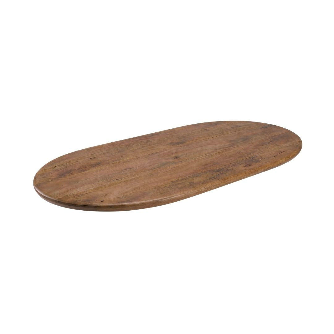 LABEL51 Eetkamertafel Tafelblad Halve Cirkel - Nature Smooth - Mangohout - 180 cm - Halve Cirkel