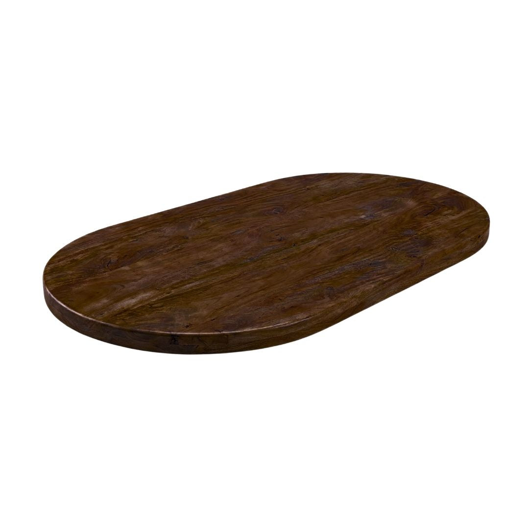 LABEL51 Eetkamertafel Tafelblad Halve Cirkel - Espresso - Mangohout - 200 cm - Halve Cirkel