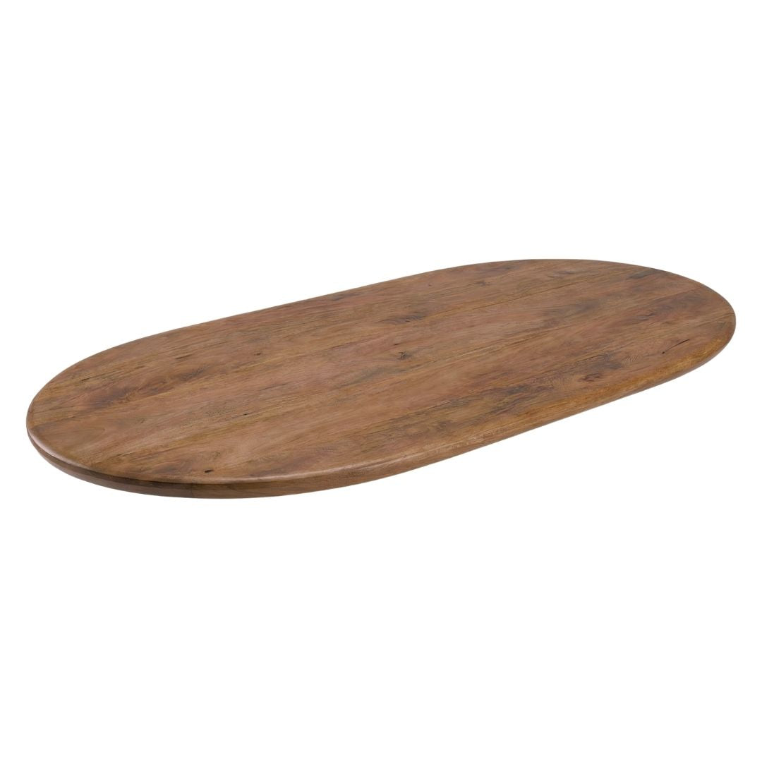 LABEL51 Eetkamertafel Tafelblad Halve Cirkel - Nature Smooth - Mangohout - 240 cm - Halve Cirkel