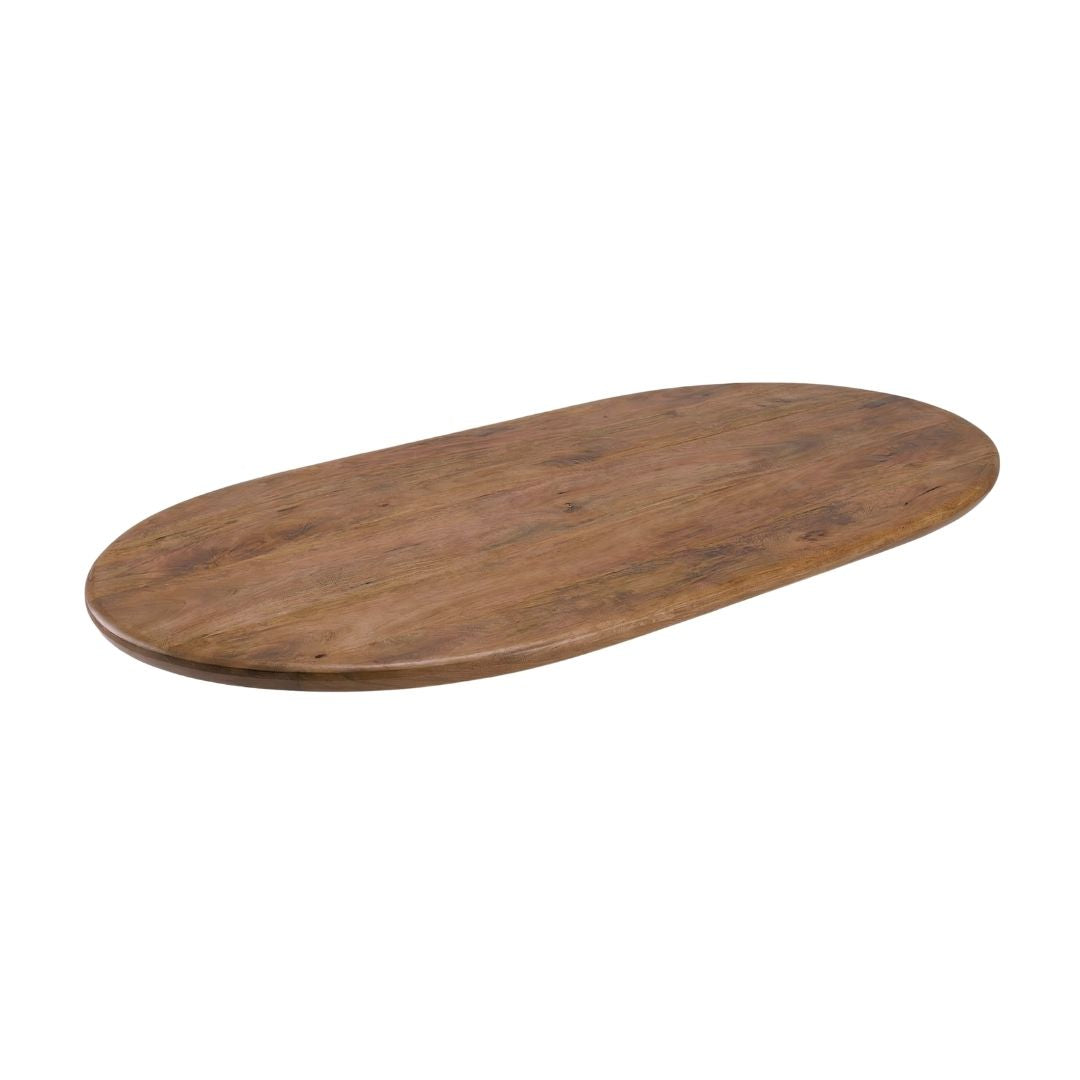 LABEL51 Eetkamertafel Tafelblad Halve Cirkel - Nature Smooth - Mangohout - 200 cm - Halve Cirkel