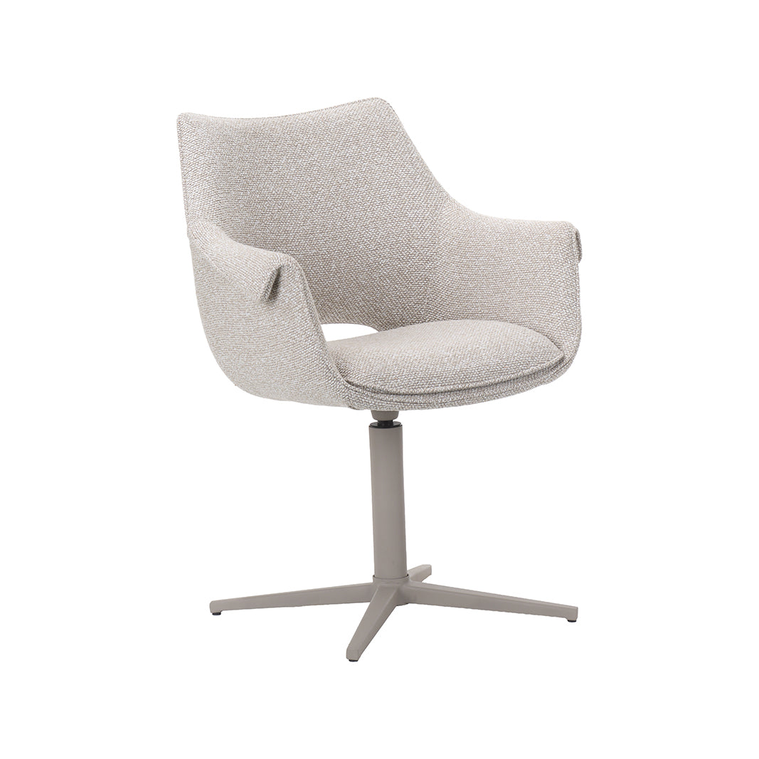 LABEL51 Eetkamerstoel Nozomi - Naturel - Royal Boucle - Taupe Metaal