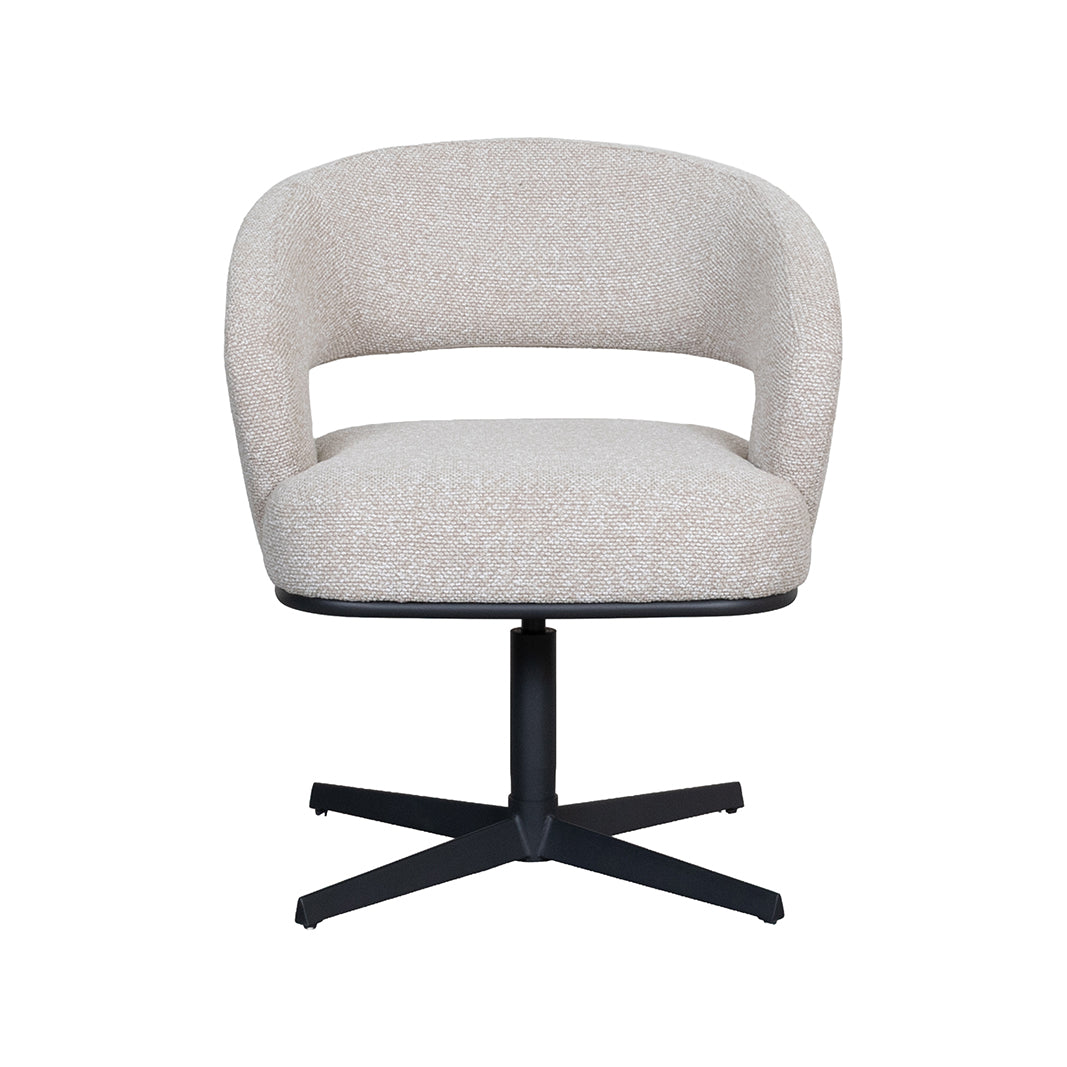LABEL51 Eetkamerstoel Monaco - Naturel - Royal Boucle - Zwart Metalen Frame