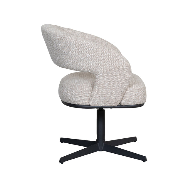 LABEL51 Eetkamerstoel Monaco - Naturel - Royal Boucle - Zwart Metalen Frame