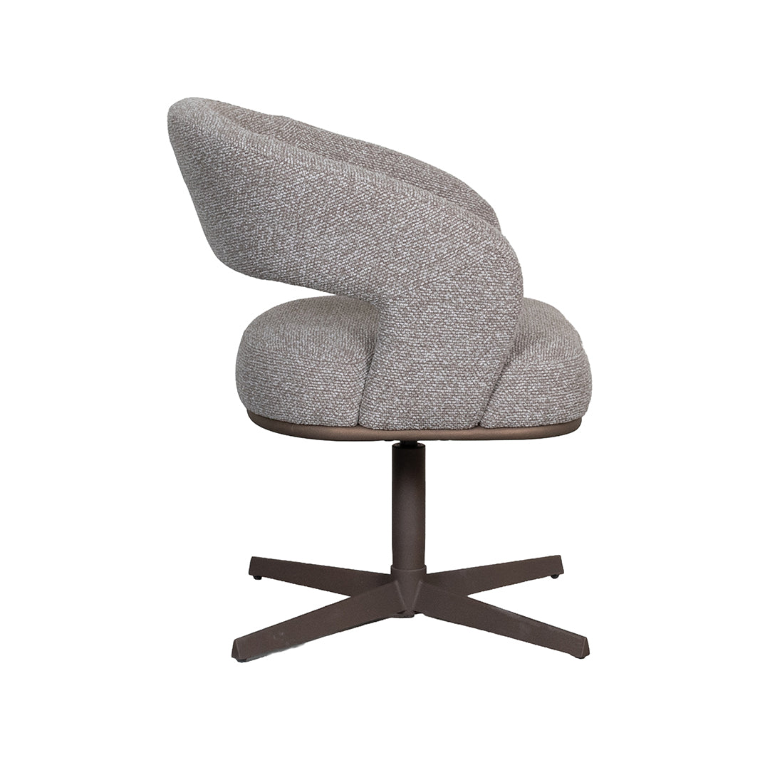 LABEL51 Eetkamerstoel Monaco - Mushroom - Royal Boucle - Brons Metalen Frame