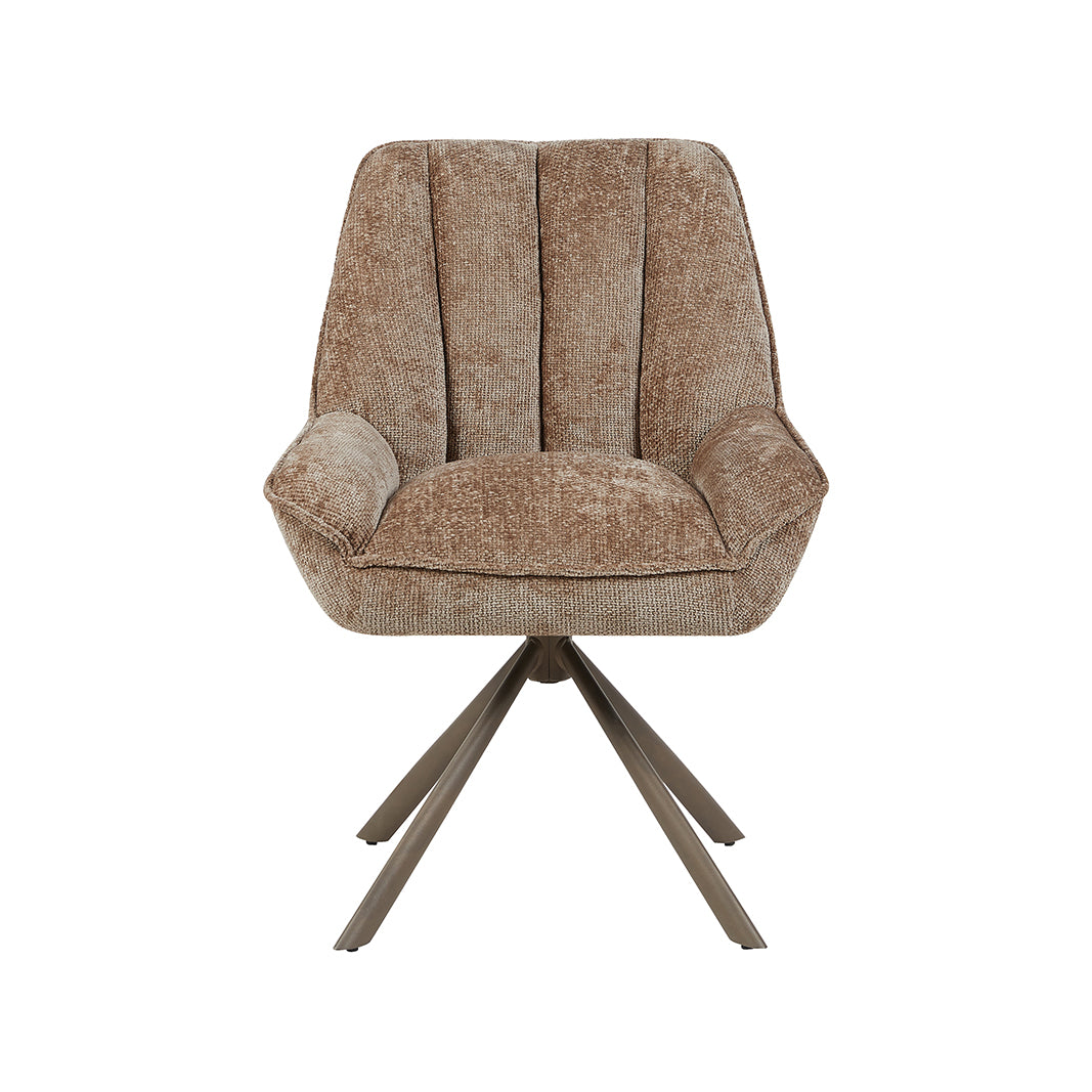 LABEL51 Eetkamerstoel Reims - Taupe - Haga - Brons Metalen Frame van LABEL51 – Luxe comfort op maat van PureWonen. Vraag naar de beste prijs.