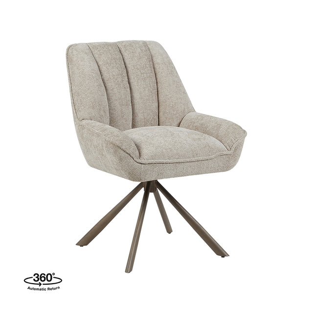 LABEL51 Eetkamerstoel Reims - Naturel - Haga - Brons Metalen Frame