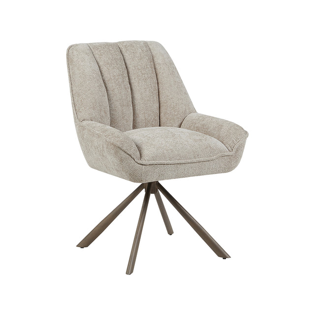 LABEL51 Eetkamerstoel Reims - Naturel - Haga - Brons Metalen Frame