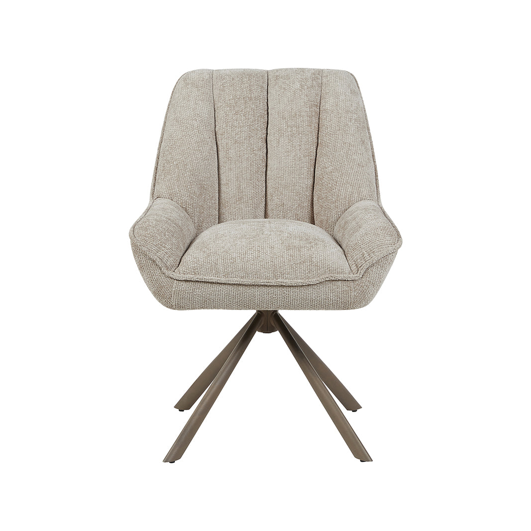 LABEL51 Eetkamerstoel Reims - Naturel - Haga - Brons Metalen Frame