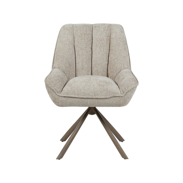 LABEL51 Eetkamerstoel Reims - Naturel - Haga - Brons Metalen Frame