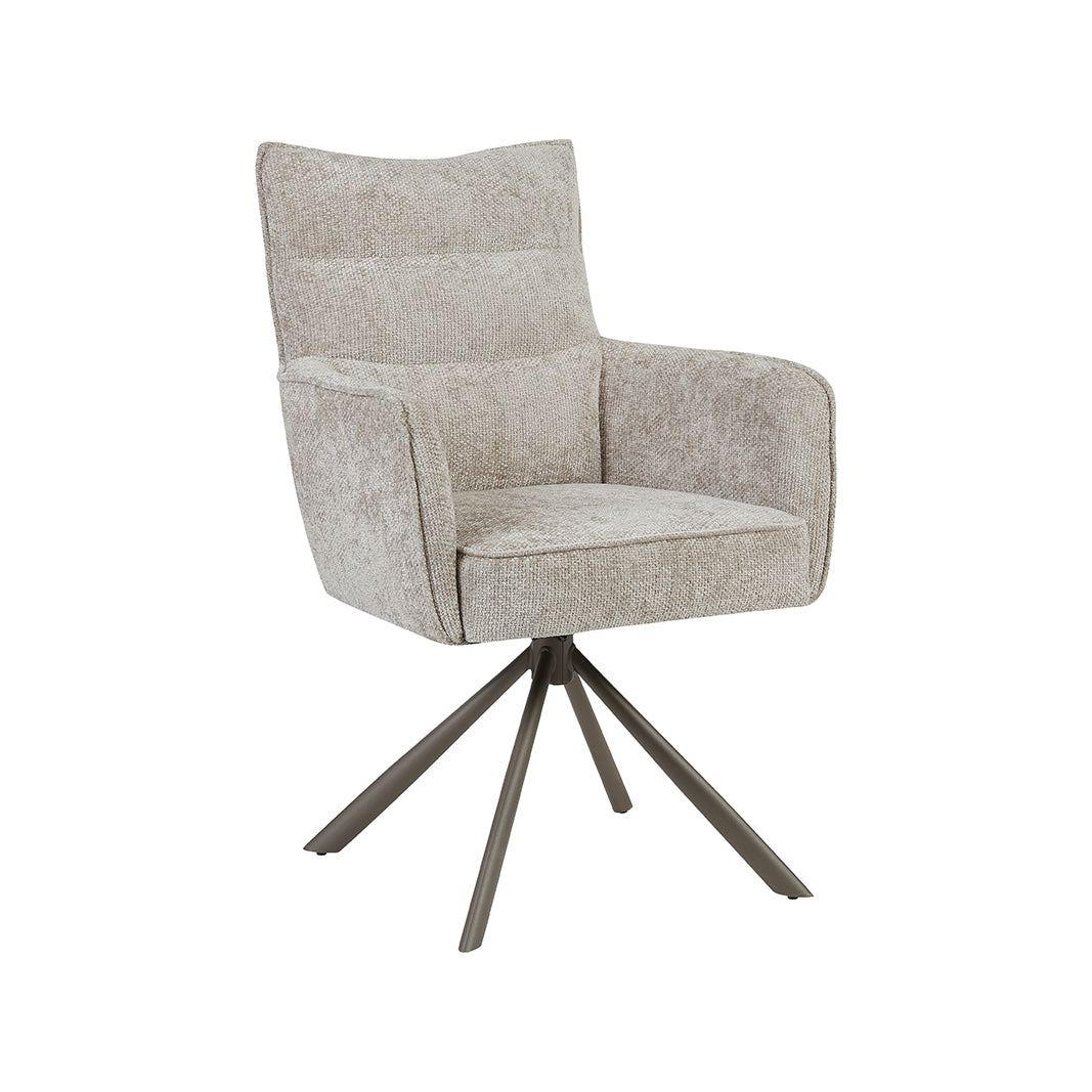 LABEL51 Eetkamerstoel Dubai - Naturel - Haga - Brons Metalen Frame