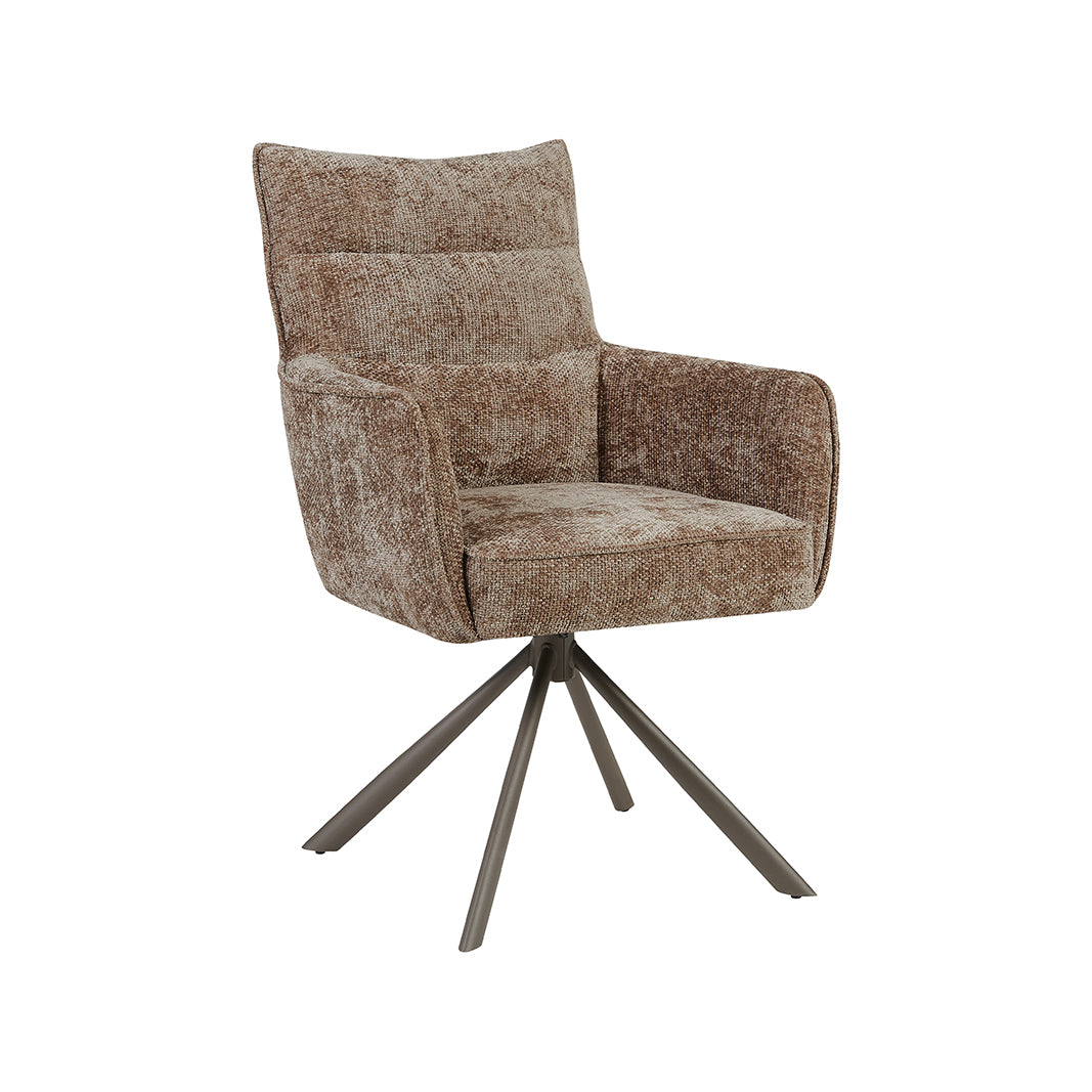 LABEL51 Eetkamerstoel Dubai - Taupe - Haga - Brons Metalen Frame