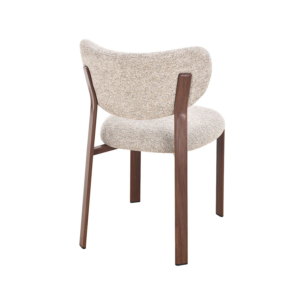 LABEL51 Eetkamerstoel Mika - Beige - Prestige - Walnoot Houtlook Metaal