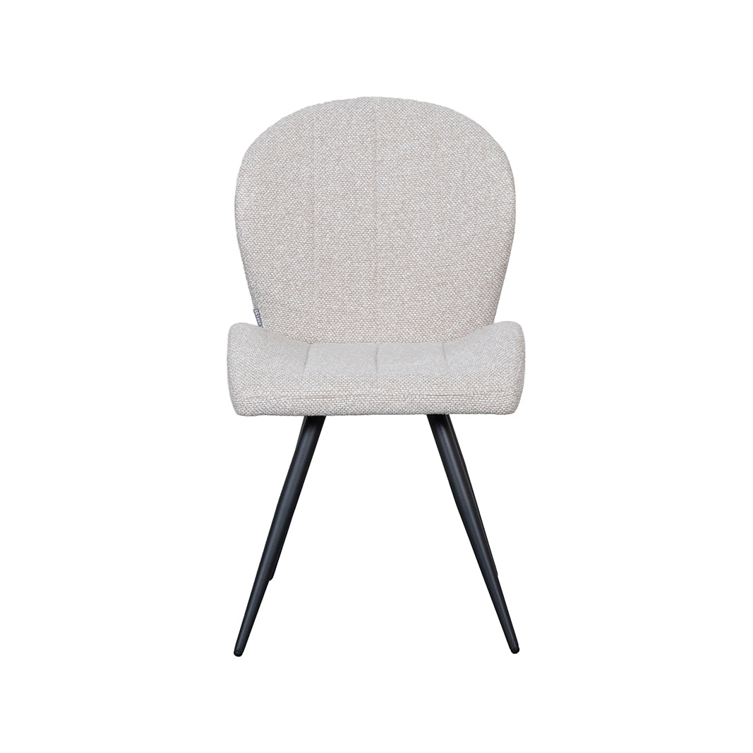 LABEL51 Eetkamerstoel Sil - Naturel - Royal Boucle - Zwart Metalen Frame