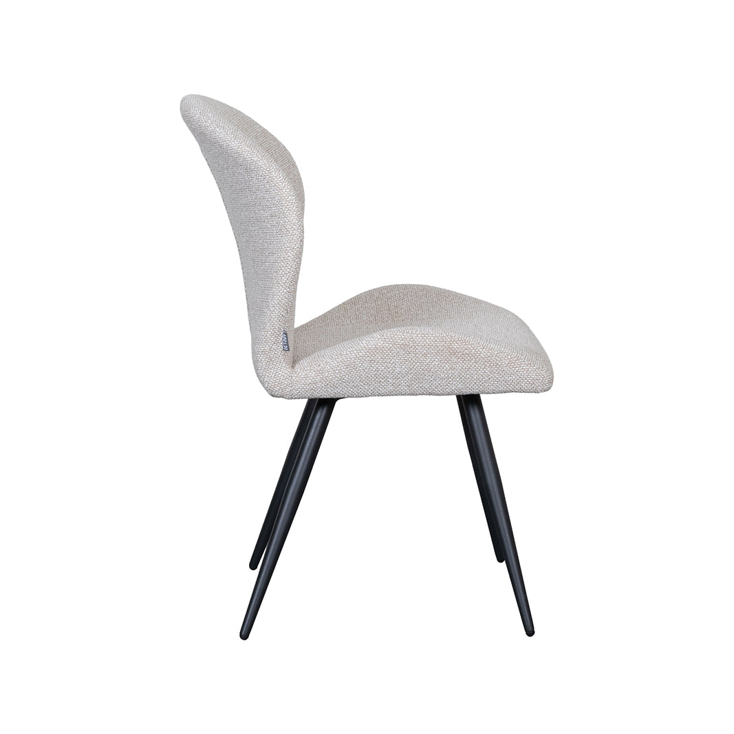 LABEL51 Eetkamerstoel Sil - Naturel - Royal Boucle - Zwart Metalen Frame