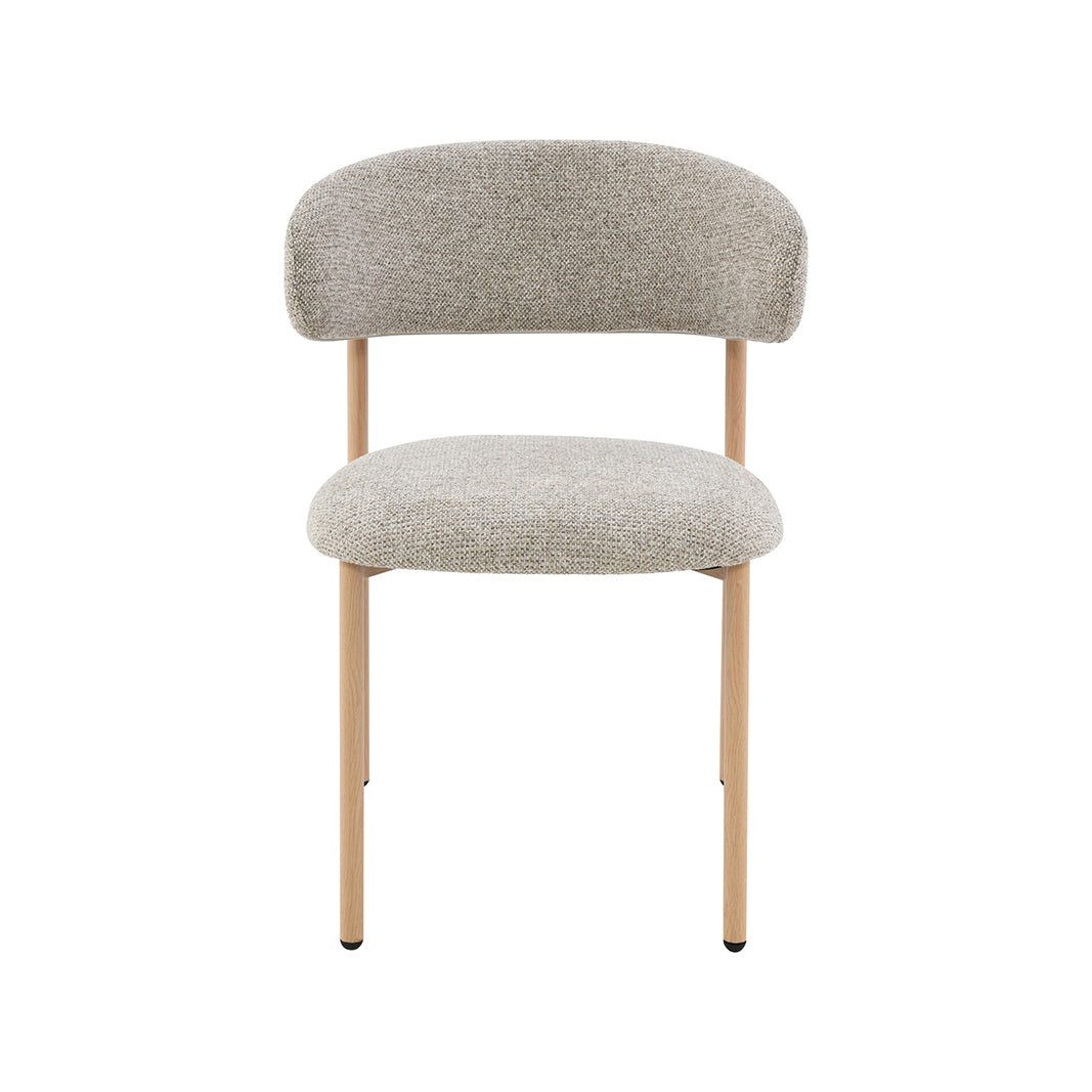 LABEL51 Eetkamerstoel Kaito - Beige - Prestige - Naturel Houten Frame