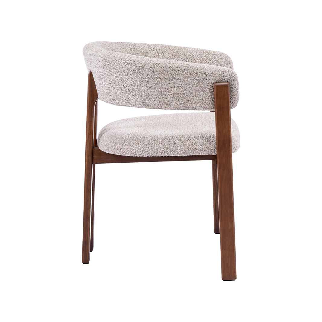 LABEL51 Eetkamerstoel Osaka - Beige - Geweven - Walnoot Houten Frame