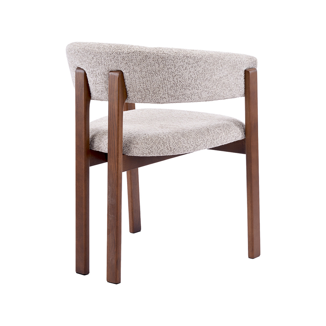 LABEL51 Eetkamerstoel Osaka - Beige - Geweven - Walnoot Houten Frame
