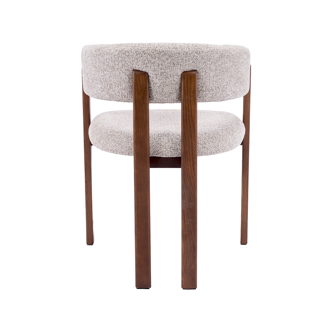 LABEL51 Eetkamerstoel Osaka - Beige - Geweven - Walnoot Houten Frame