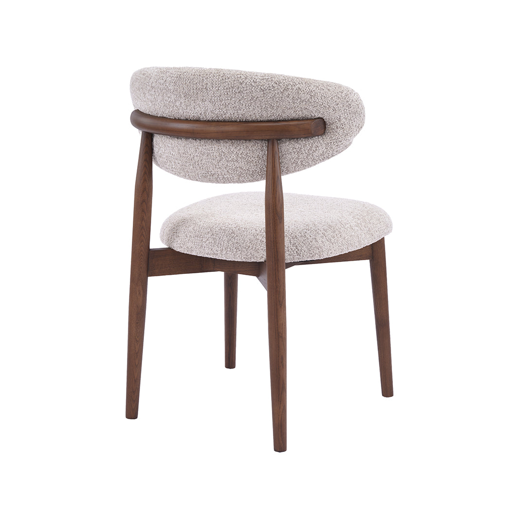 LABEL51 Eetkamerstoel Kyoto - Beige - Geweven - Walnoot Houten Frame