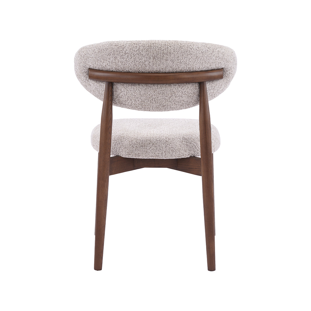 LABEL51 Eetkamerstoel Kyoto - Beige - Geweven - Walnoot Houten Frame