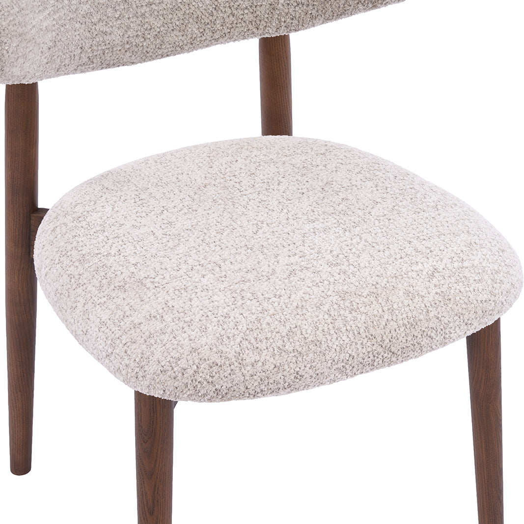 LABEL51 Eetkamerstoel Kyoto - Beige - Geweven - Walnoot Houten Frame