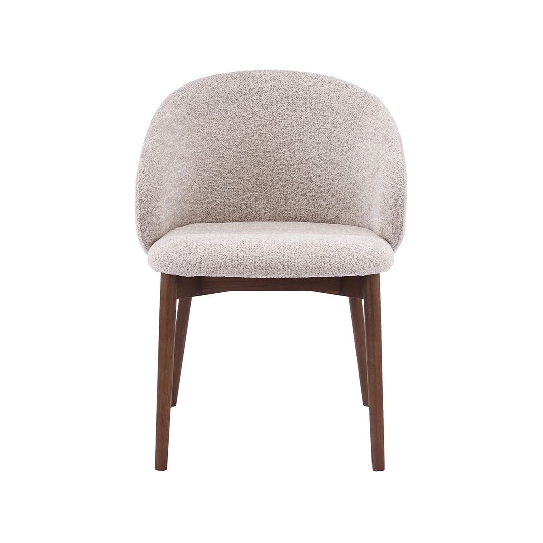 LABEL51 Eetkamerstoel Nagano - Beige - Geweven - Walnoot Houten Frame